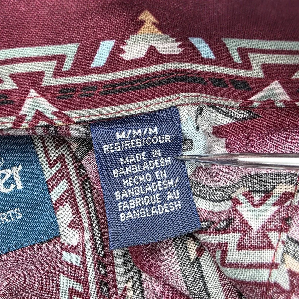 Wrangler Men's Medium Aztec Checotah Western Pearl Snap Shirt Southwestern Print